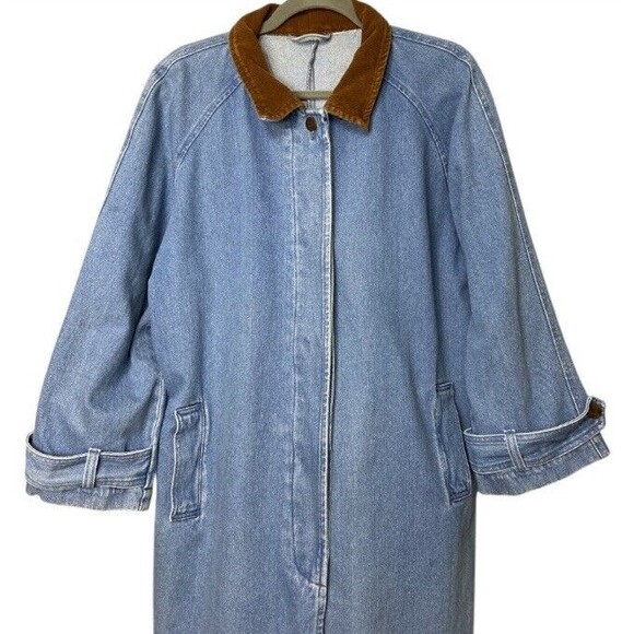 Vintage 90s Denim Duster Long Chore Coat Size L/XL - Picture 4 of 13